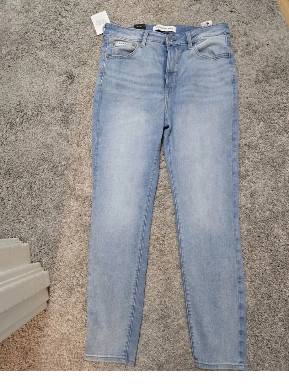 Calvin Klein Size 12 Robin's Egg Blue Skinny Stretchy High Rise Jeans! NWT